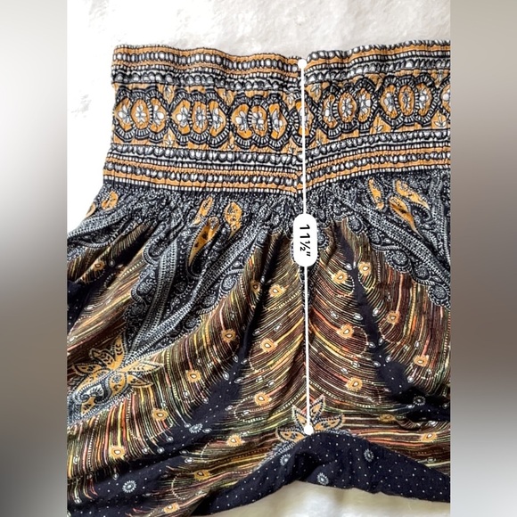 2 x $12 Happy Trunks Peacock Print Harem Boho Pants Navy Orange Size L - Picture 7 of 15